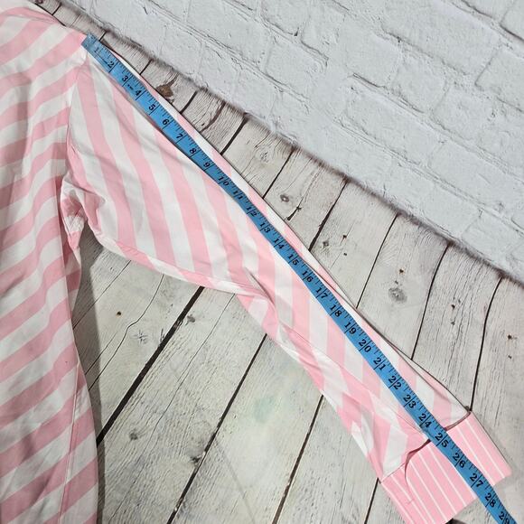 Luchiano Visconti Italia Pink & White Stripe Long‎ Sleeve Button Down Shirt XL - Picture 10 of 10